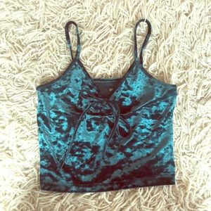 Velvet green crop top